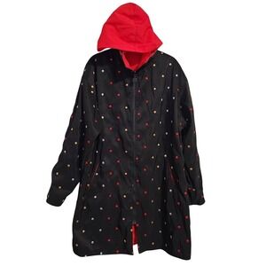 MYCRA PAC Reversible Polka Dot Hooded Travel Jacket Red Black ML